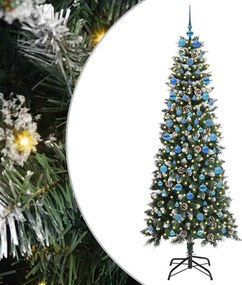 vidaXL Mű karácsonyfa 300 LED-del Zöld 210 cm PVC és Műanyag és Acél