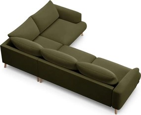 Zöld bársony sarokkanapé (jobb oldali-L alakú) Naomi – Micadoni