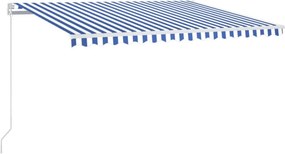 vidaXL kék és fehér kézzel kihúzható LED-es napellenző 400 x 350 cm