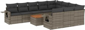 vidaXL 11 részes szürke polyrattan kerti ülőgarnitúra párnákkal