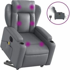 vidaXL elektromos szürke műbőr felállást segítő dönthető masszázsfotel