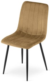 Barna bársony szék LAVA fekete lábakkal