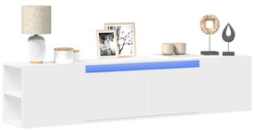fehér falra szerelhető TV-szekrény LED-del 180 x 31 x 39,5 cm