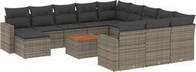 vidaXL 13 részes szürke polyrattan kerti ülőgarnitúra párnákkal