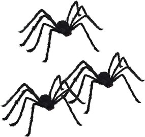 vidaXL Halloween Pók Dísz 3 pcs Fekete 150 cm Poliészter és acél