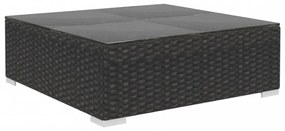 8-részes fekete polyrattan kerti bútorszett párnákkal