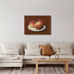 Üveg kép - Henri Fantin-Latour, Three Peaches on a Plate, reprodukciók (70x50 cm)