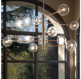 Ideal Lux - LED Csillár rúdon EQUINOXE 12xG4/2W/230V átm. 124 cm réz/átlátszó