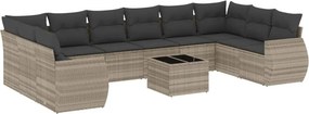 vidaXL 11 részes világosszürke polyrattan kerti ülőgarnitúra párnákkal