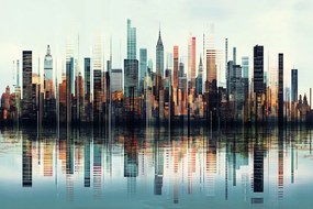 Vászonkép Canvas Grafika Város Panoráma Vonalkód Barcode 120x80