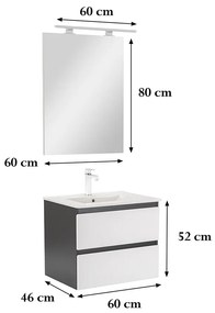 Vario Forte 60 komplett fürdőszoba bútor antracit-fehér