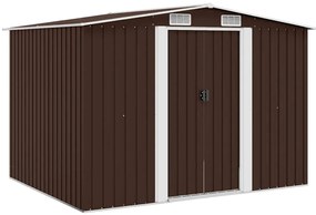 vidaXL barna acél kerti fészer 257 x 205 x 178 cm