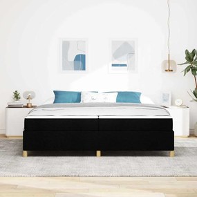 Boxrugós ágy Fekete és fehér és fekete 200 x 200 cm szövet