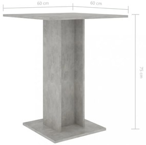 betonszürke szerelt fa bisztróasztal 60 x 60 x 75 cm