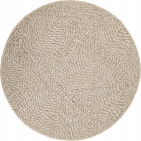 Kerek Zsinóros Szőnyeg Bézs Rombusz Mintás Nappaliba Erkélyre Patio átm. 133 cm