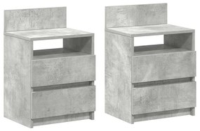 2 db betonszürke éjjeliszekrény 2 fiókkal 40x33x60 cm