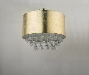 Globo 15187D3 Mennyezeti lámpa,nikkel matt, textil arany akril kristály, áttetsző, ø: 400, H:380, Foglalat típusa:1xE27 60W 230V