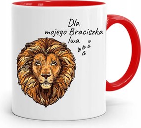 Piros Bögre Ajándék Testvéremnek Oroszlán Testvérem fényképes nyomattal
