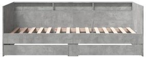 betonszürke kanapéágy fiókkal matrac nélkül 75x190 cm
