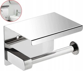 Wc-papír Tartó Polccal Króm Fürdőszoba Wc-hez Ezüst
