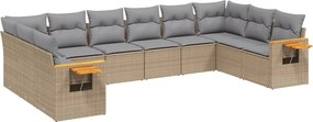 vidaXL 10 részes bézs polyrattan kerti ülőgarnitúra párnával