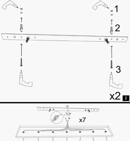 Yıldo 6877 fekete-réz fém függőlámpa, 67 x 17 cm, 3 izzós