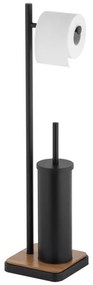 Erga Dyka, WC-papír és WC-kefe tartó 18x18x72 cm, fekete matt-barna, ERG-YKA-P.DYKA-BLK