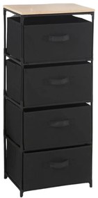 Intenso Home komód 4db szövet fiókkal 40x90cm | Fekete - arany tölgy vászonfiókos tároló