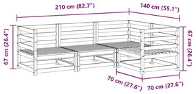 4 részes viaszbarna tömör fenyőfa kerti kanapészett