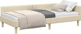 vidaXL Sarokágy keret fejtámlával Krém 80 x 200 cm szövet