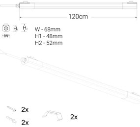 LED Pultmegvilágító LED/60W/230V 6000K 120 cm IP65 fekete