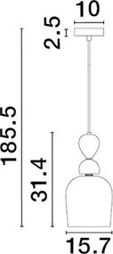NOVA LUCE 9009234 MURANO Egyágú Függesztett Lámpa Üveg E14 IP20