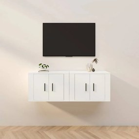 2 db fehér falra szerelhető TV-szekrény 57 x 34,5 x 40 cm