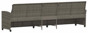 5 személyes szürke polyrattan kerti kanapé párnával