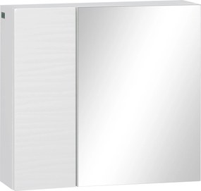 kleankin Fürdőszobai Tükörszekrény Forgácslapból és Üvegből 4 Állítható Polccal, Fali Tartó Kialakítás, 48x15x45 cm, Fehér | Aosom