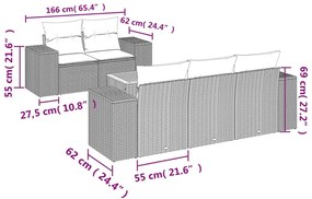 6 részes szürke polyrattan kerti ülőgarnitúra párnákkal