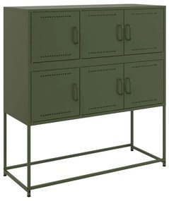 olívazöld acél tálalószekrény 100,5 x 39 x 107 cm