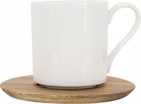 Pipás bögre, 350 ml-es fa csészealjjal