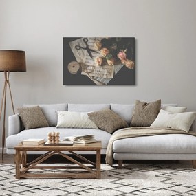 A zenei jegyzetek és a rózsák képe (90x60 cm)