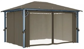 tópszínű alumíniumpavilon függönnyel/LED fényfüzérrel 4 x 3 m