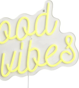 Neon fali lámpa sárga LED-del - Good Vibes