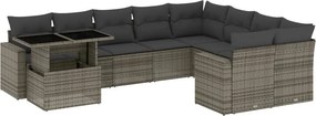 vidaXL 10 részes szürke polyrattan kerti ülőgarnitúra párnákkal