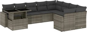 vidaXL 10 részes szürke polyrattan kerti ülőgarnitúra párnákkal
