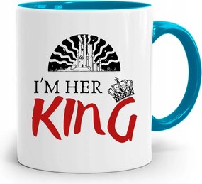 Kék Bögre Fiúnak I'M Her King nyomott mintával, fényképpel