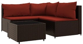 4 részes barna polyrattan kerti ülőgarnitúra párnákkal