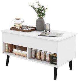 Dohányzóasztal emelhető asztallappal, fehér