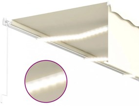 krémszínű kihúzható LED-es napellenző redőnnyel 6 x 3 m