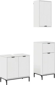vidaXL Fürdőszoba bútor szett fiókkal 3 pcs Magasfényű fehér Faanyag