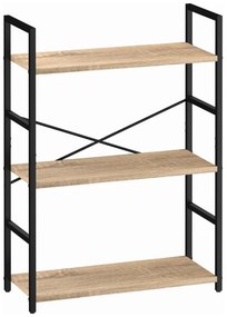 Intenso Home 3 szintes nyitott könyvespolc 59 x 80cm (Aranytölgy) | Univerzális tároló állvány fém lábakkal