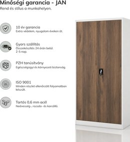 Irodai iratszekrény fehér / dió: Eco Design JAN 900 x 1850 x 400 mm
